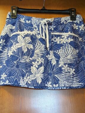 Fossil Blue & White Floral Cotton Mini Skirt